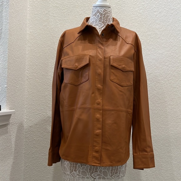 🪷NWT Gorgeous FP One Teaspoon Aria Leather Shacket Sz XL Copper - Picture 4 of 11